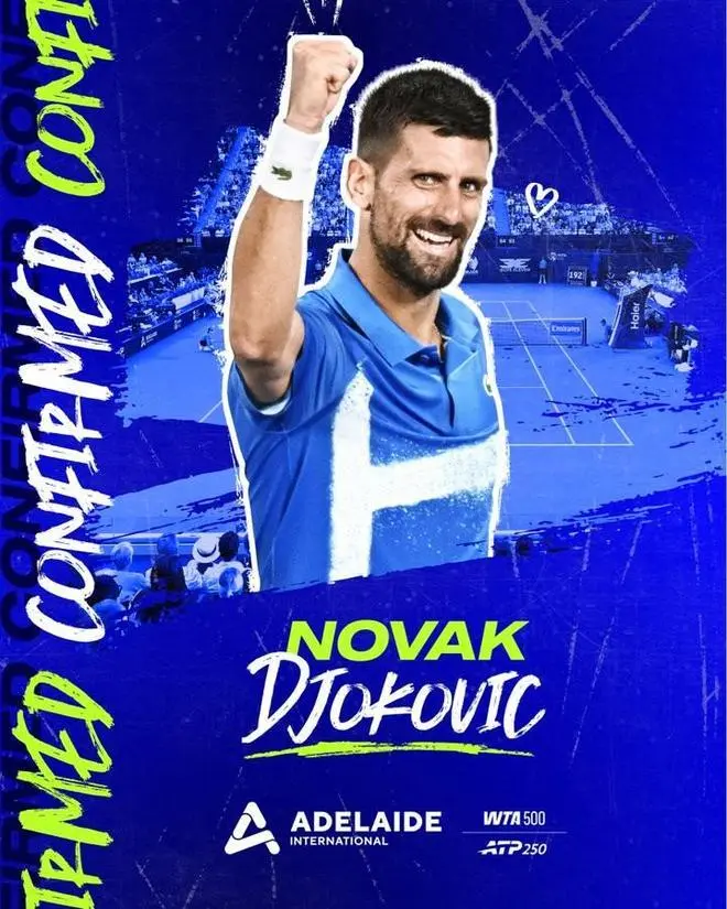 德约科维奇确认出战阿德莱德250网球赛 开启2024赛季备战